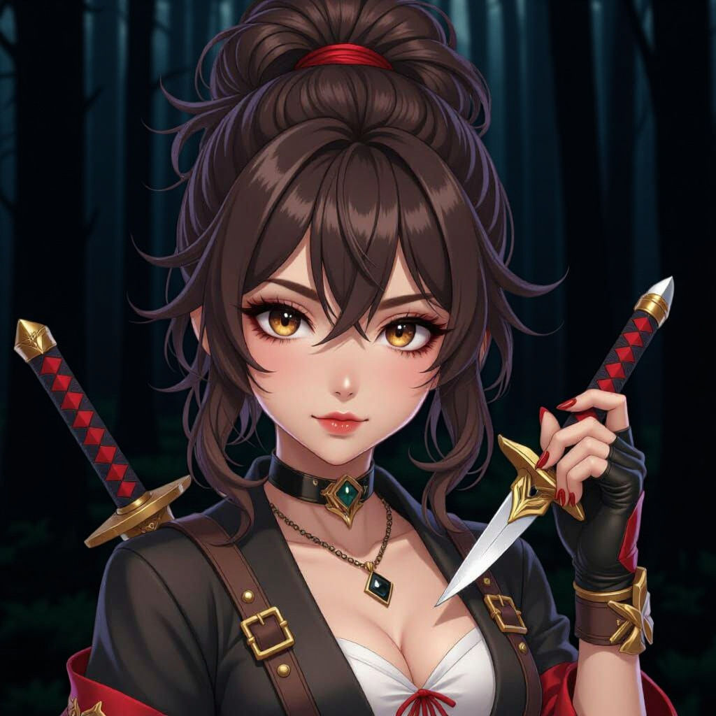 Anime Assassin Girl with Dagger in 3D Art