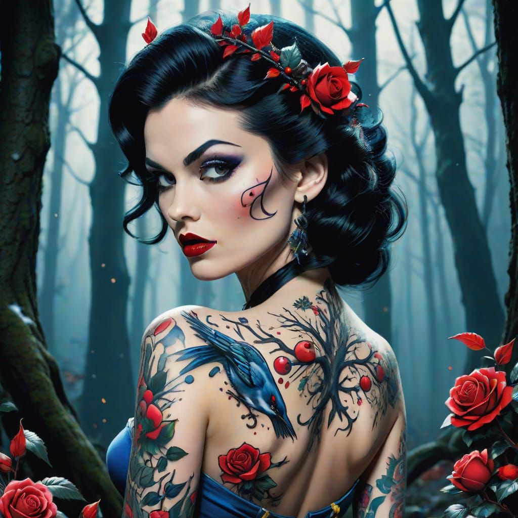 Ed Hardy Style Snow White in Dark Forest