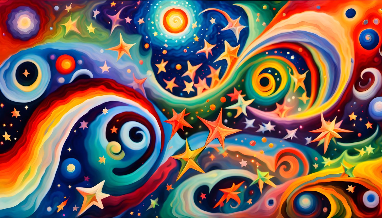 Cosmic Fire Storm in Aboriginal Impasto Style