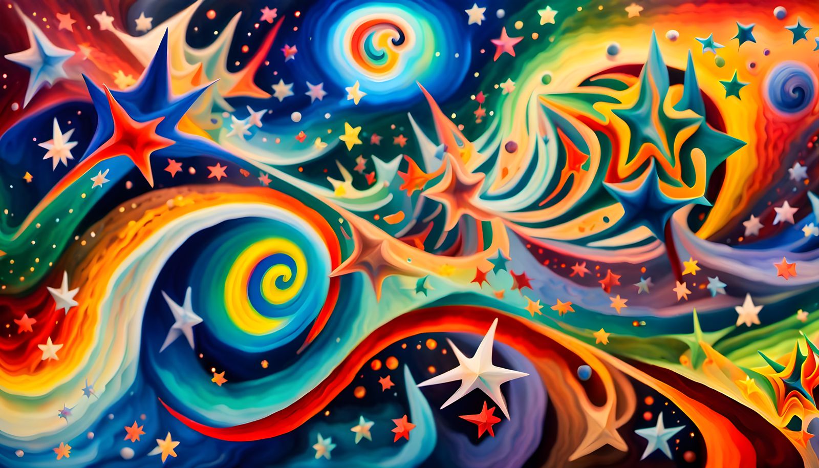 Iridescent Cosmic Fire Storm in Impasto Style