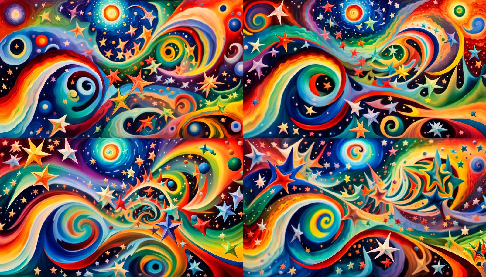 Iridescent Cosmic Firestorm in Impasto Painting Style