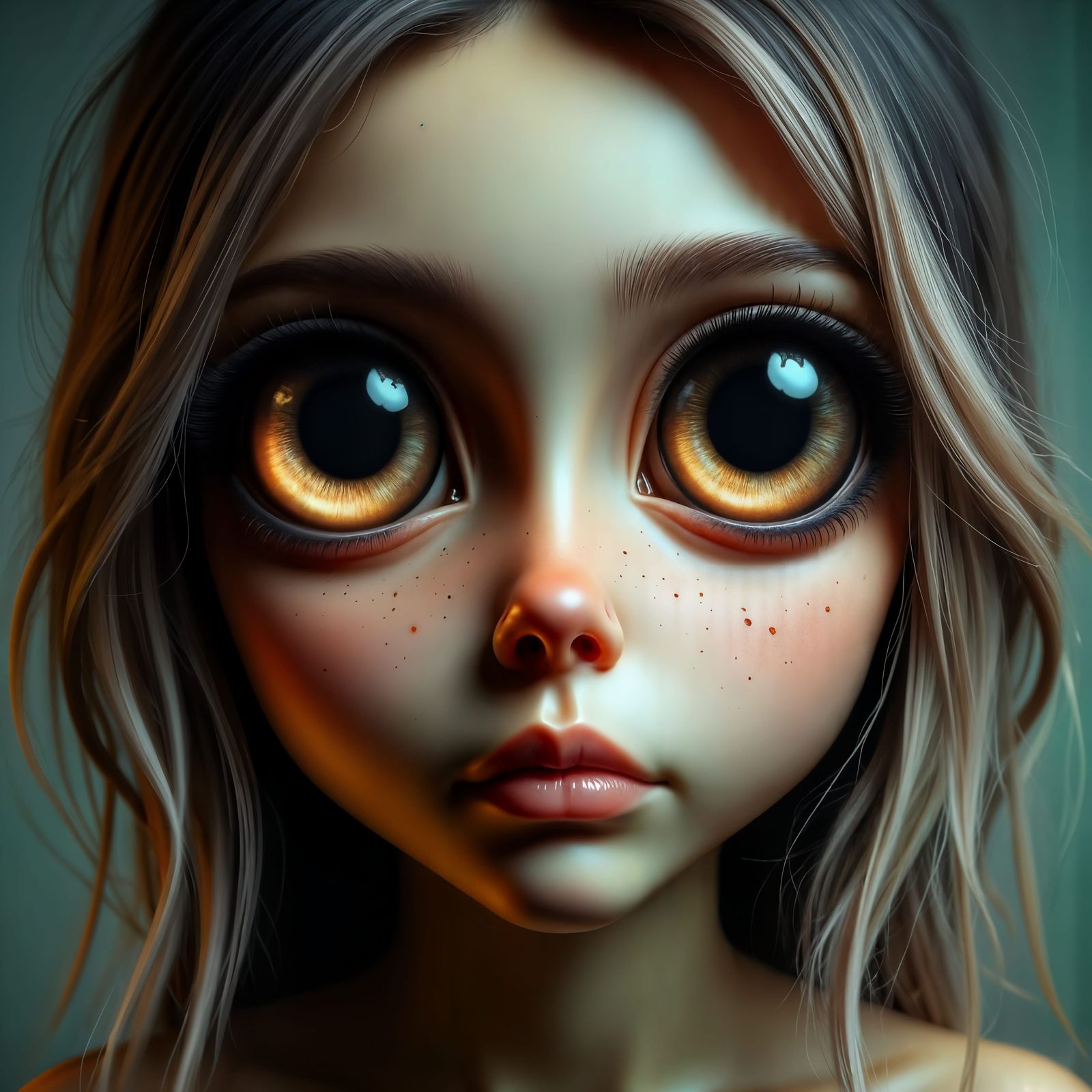 <lora:Abyssal Eclipse Eyes:1.0> Hyper-realistic  girl, Big b...