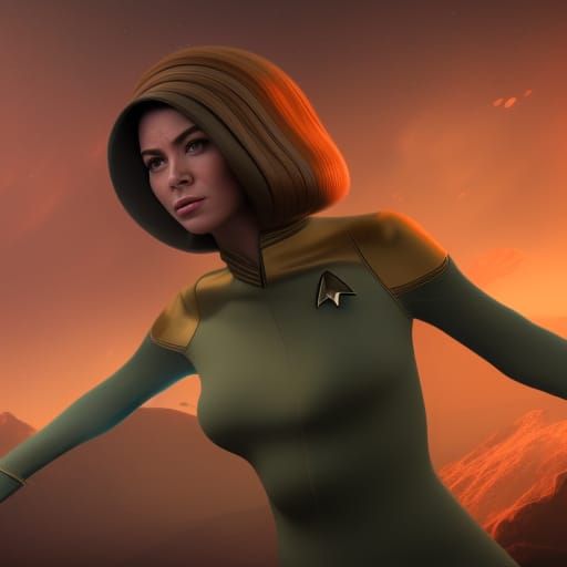 Star Trek Female Officer Matte Painting in 8K