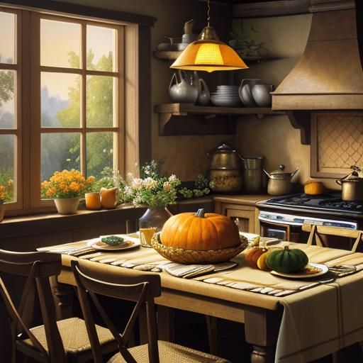 Hedgehog's Cozy Kitchen: Impressionist Still Life