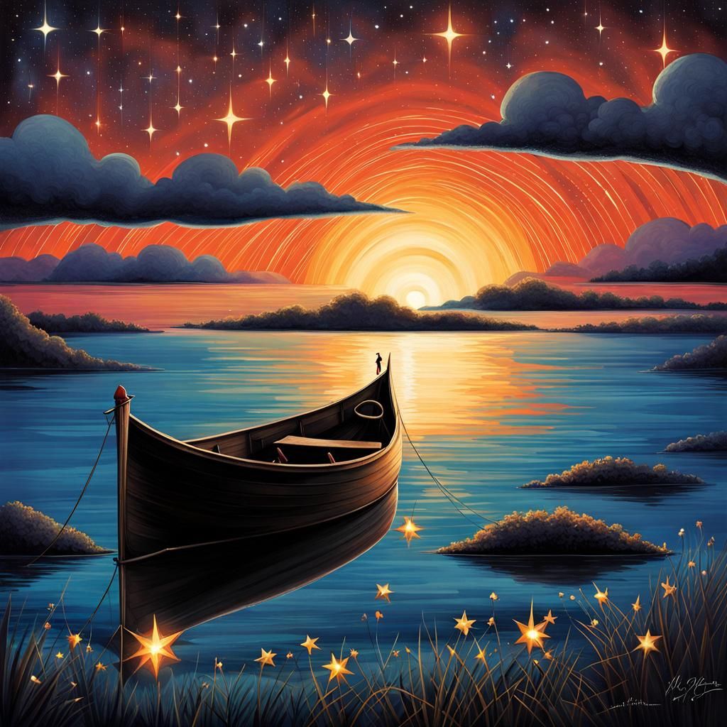 Burning Stars Shine Brightly in the Night Sky