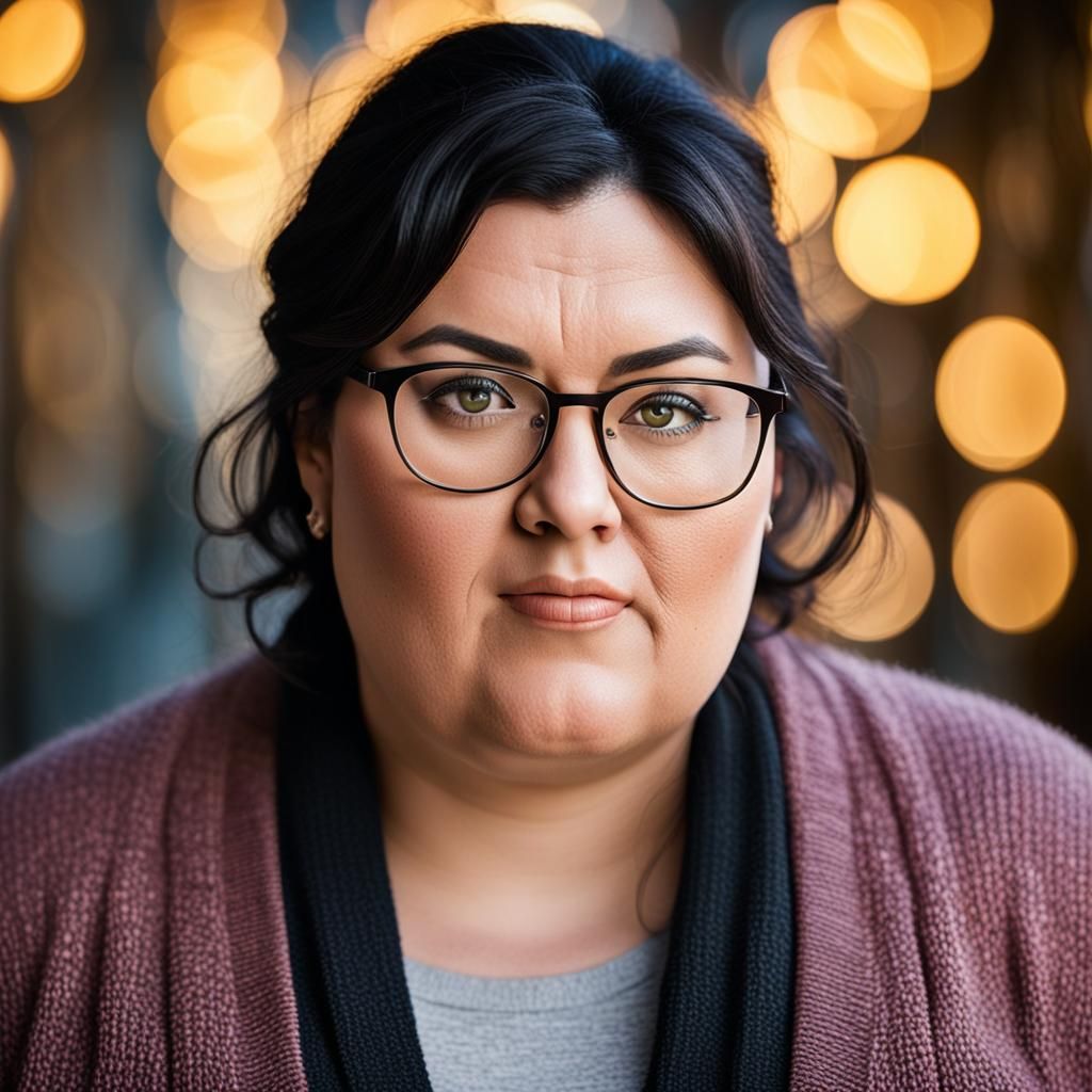 Detailed Portrait of Woman with Glasses in Studio Lighting