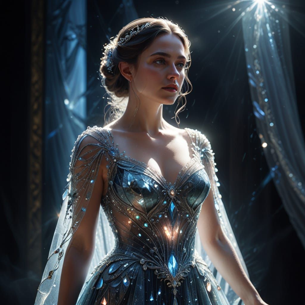Ethereal Opera Singer in Crystal Glass Dress