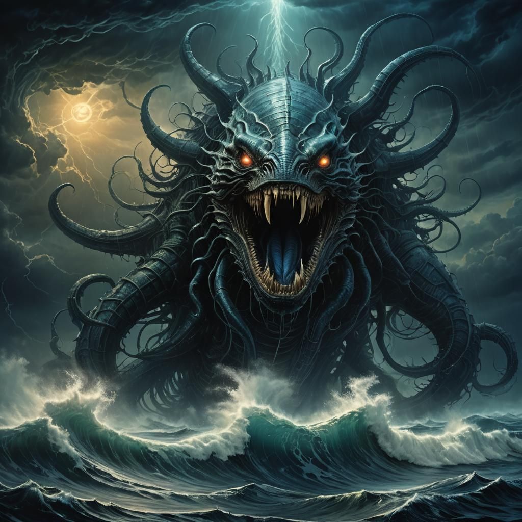 Leviathan Rises from the Stormy Depths
