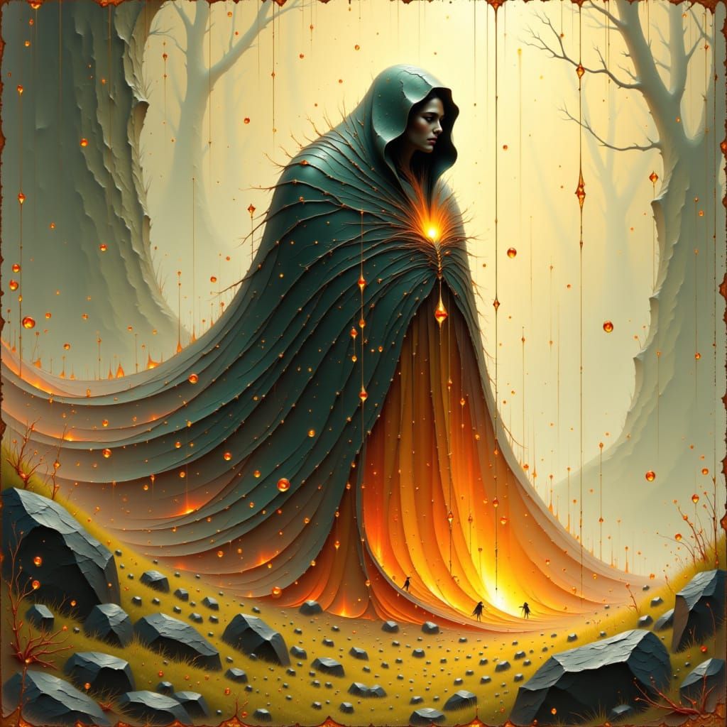 Gentle Giant Shelters Fire Elementals: Studio Ghibli Style