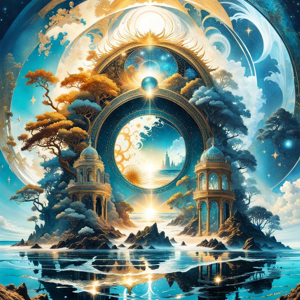 Magical Fantasy Portal in Double Exposure Collage Art