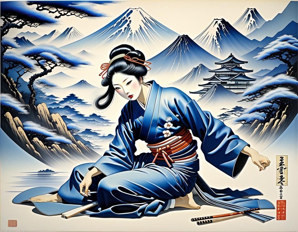 Hokusai and Sorayama Inspired Art