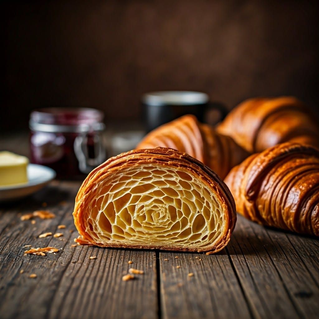 Golden Croissants in Natural Light: Food Photography