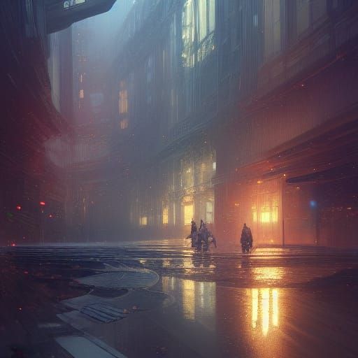 Hyperdetailed Concept Art in Orange and Teal