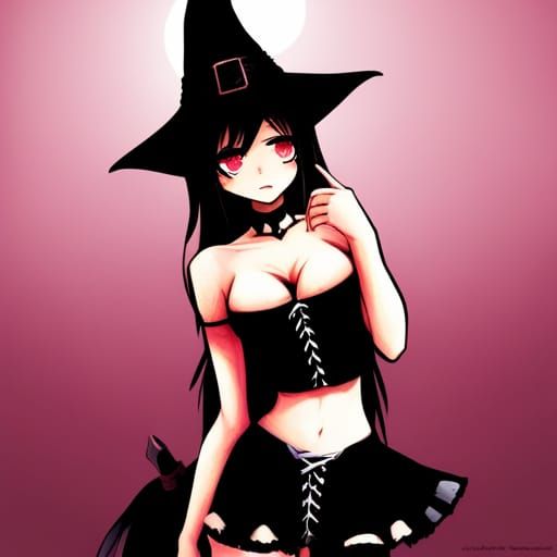 Anime Girl with Witch Hat and Corset