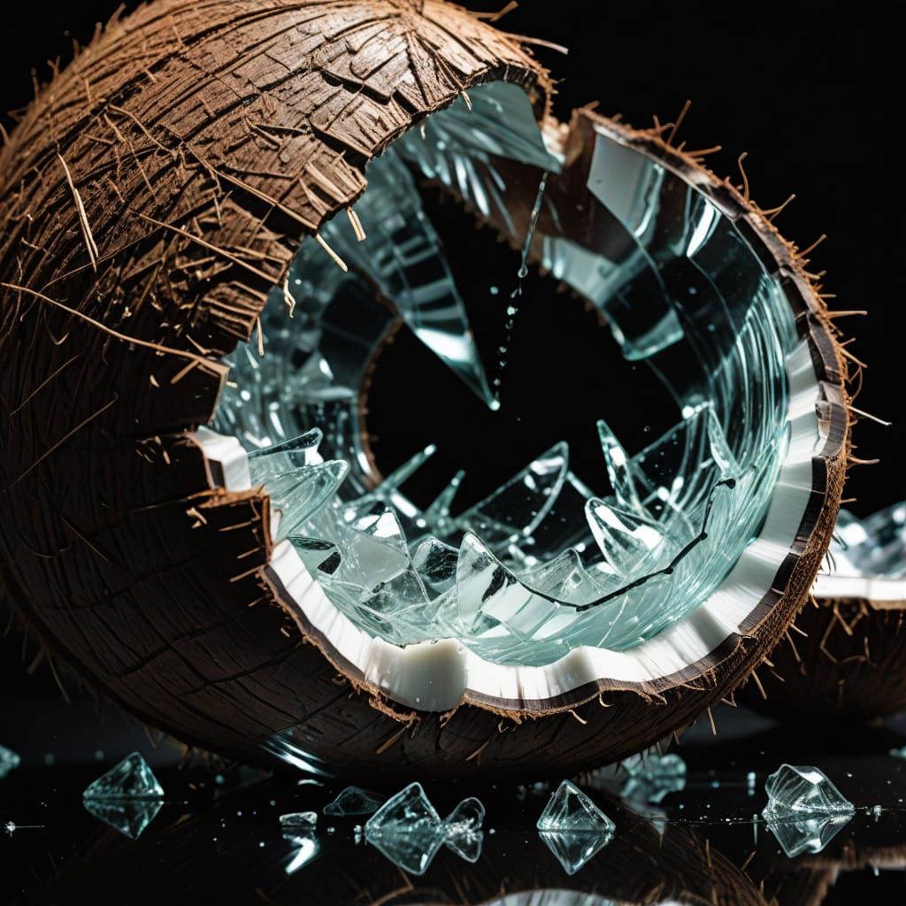 Glass Coconut Cut in Hyper-Realistic Digital Art