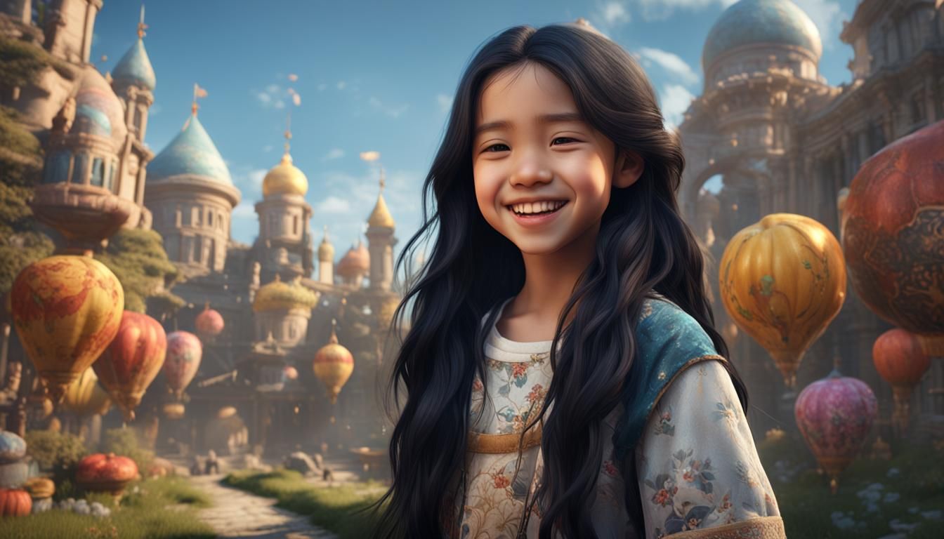 Smiling Young Girl: Photorealistic Fantasy Concept Art
