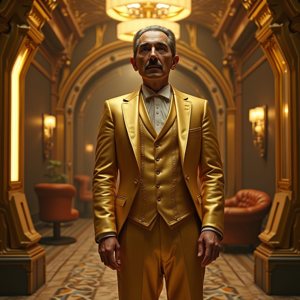 Tesla in Opulent Futuristic Attire