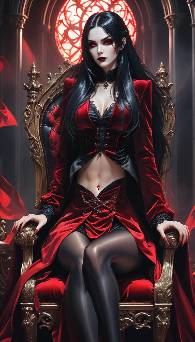 Gothic Vampire Queen in Velvet Splendor