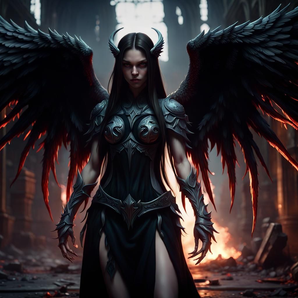 Eldritch Dark Angel: Digital Graffiti Art