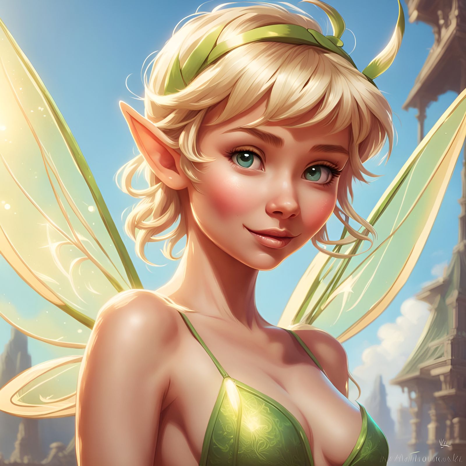 Tinkerbell in Bikini: Hyperdetailed Fantasy Portrait