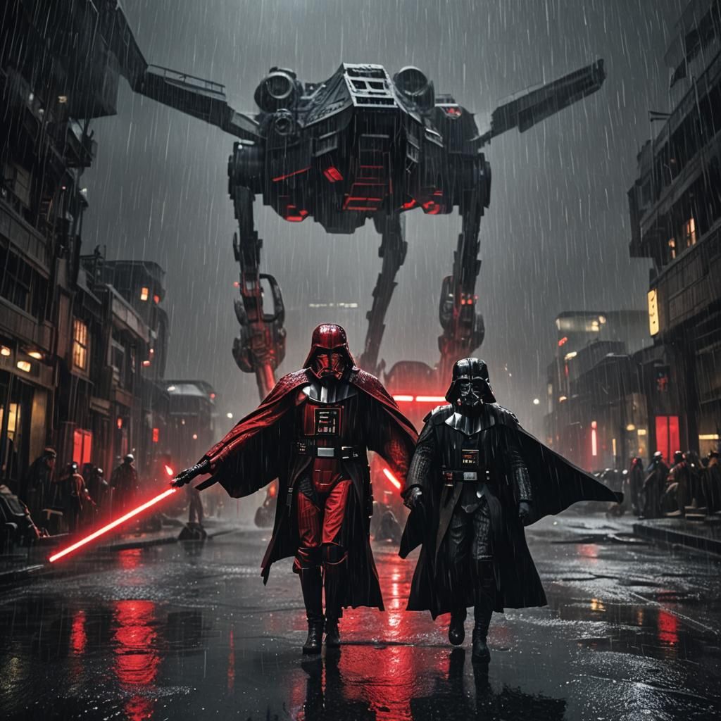 Chiss Character in Rainy Star Wars Scene