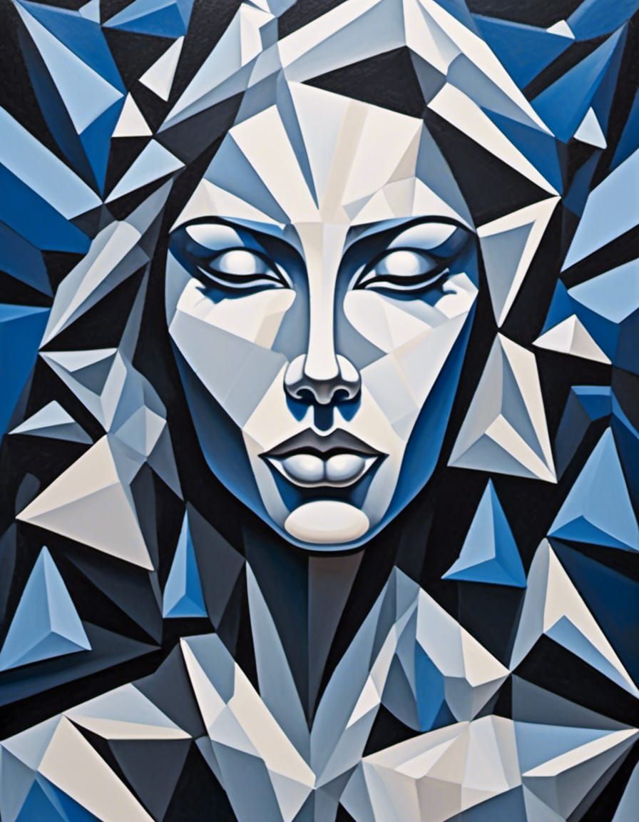 Diamond Prism Woman in Cubist Art Deco Style