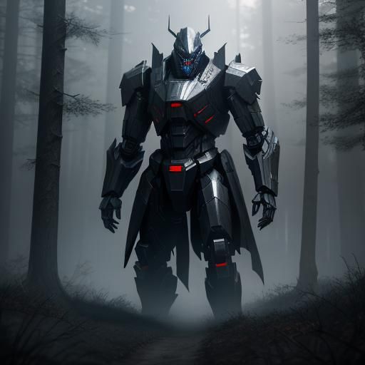 Dark Wizard in Foggy Woods: Sci-Fi Cinematic Art