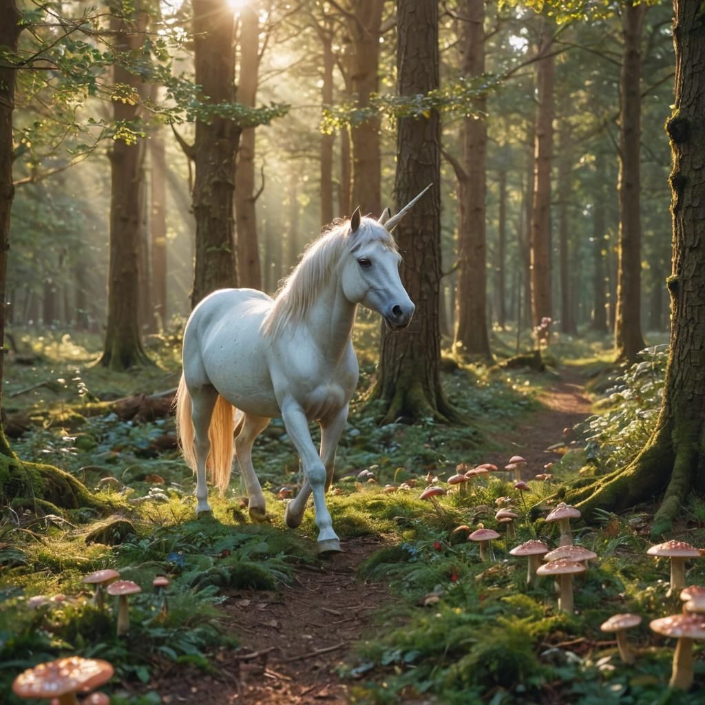 Enchanted Unicorn in Fairy Forest: Photorealistic Fantasy