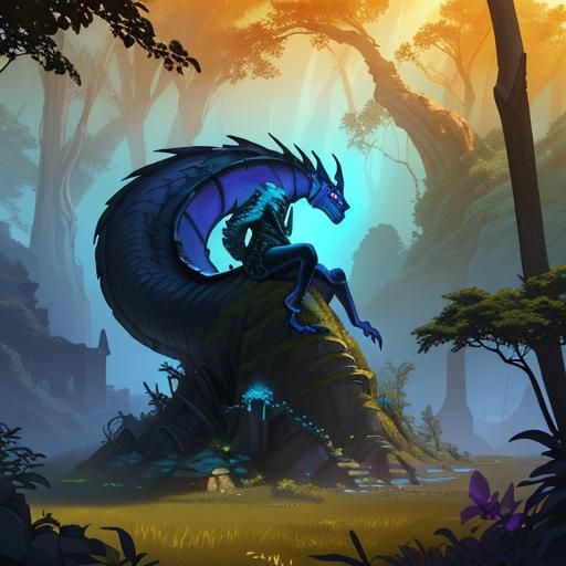 Mystical Dragon Perched Atop Ancient Temple