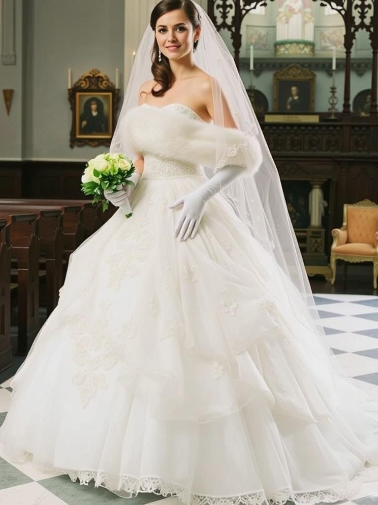 Bride in Lace Gown, Pre-Raphaelite Style