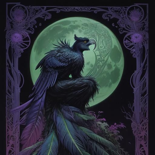 Quetzal Bird and Panther on Jungle Moon