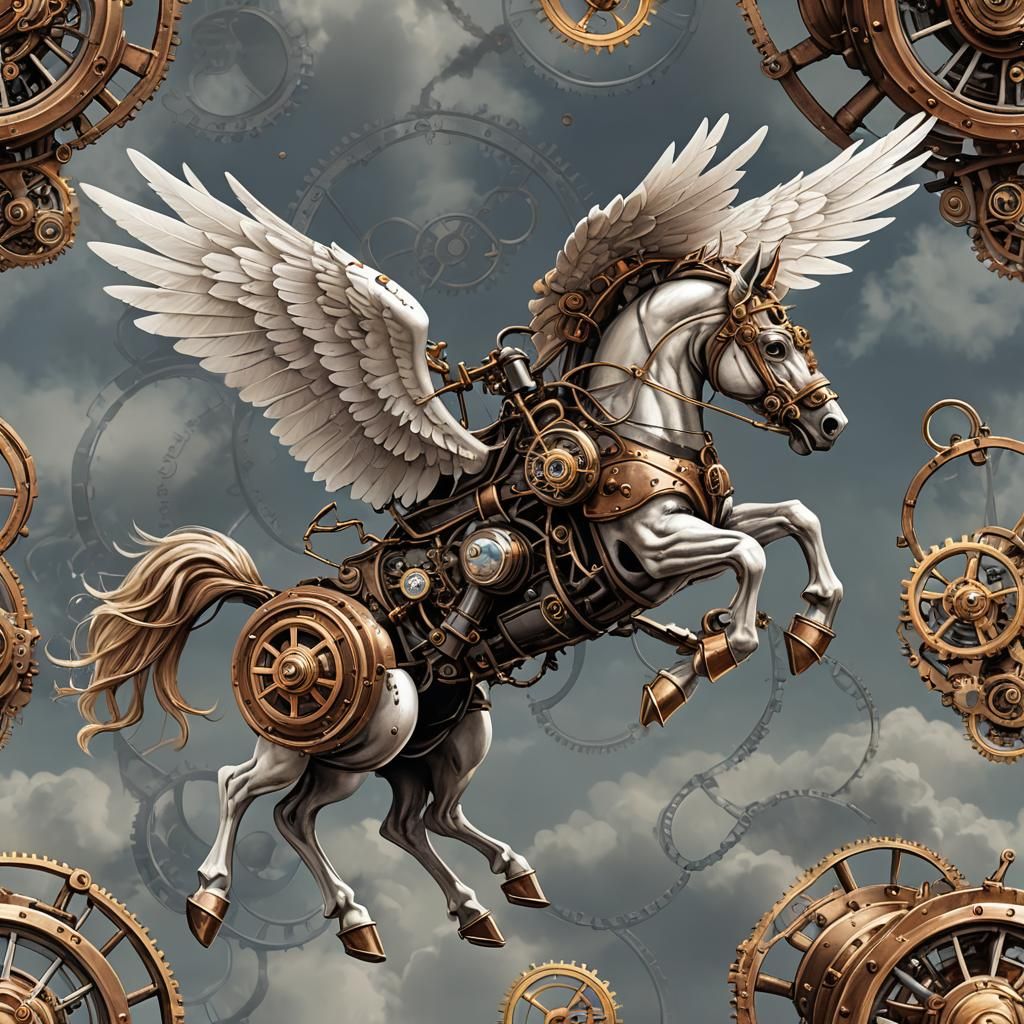 Steampunk Pegasus in Flight