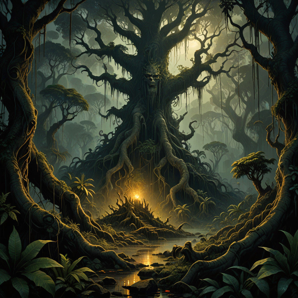 Ethereal Deities Rise from Amazonian Ruins in Dark Fantasy S...