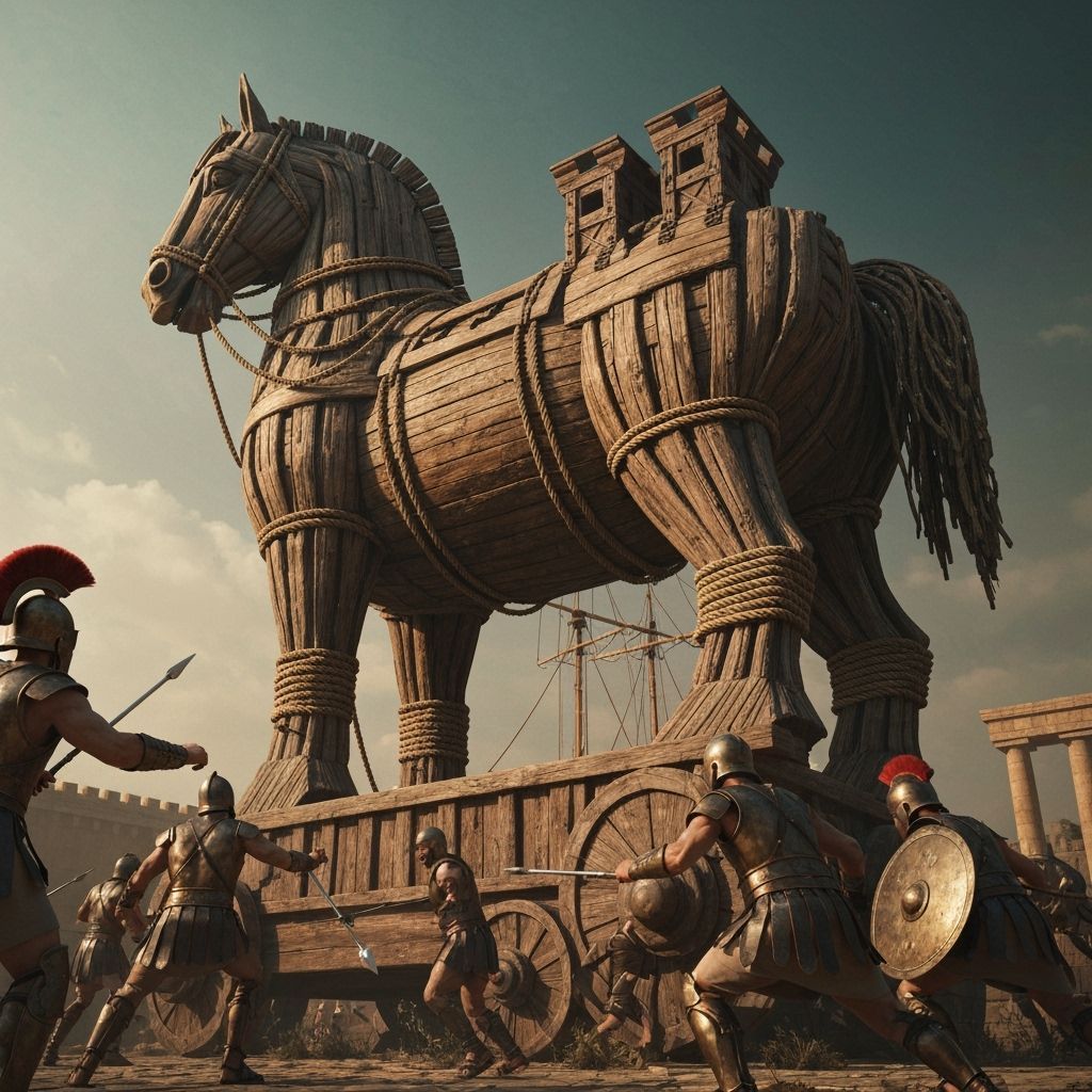 Epic Trojan Horse Battle in Ancient Troy
