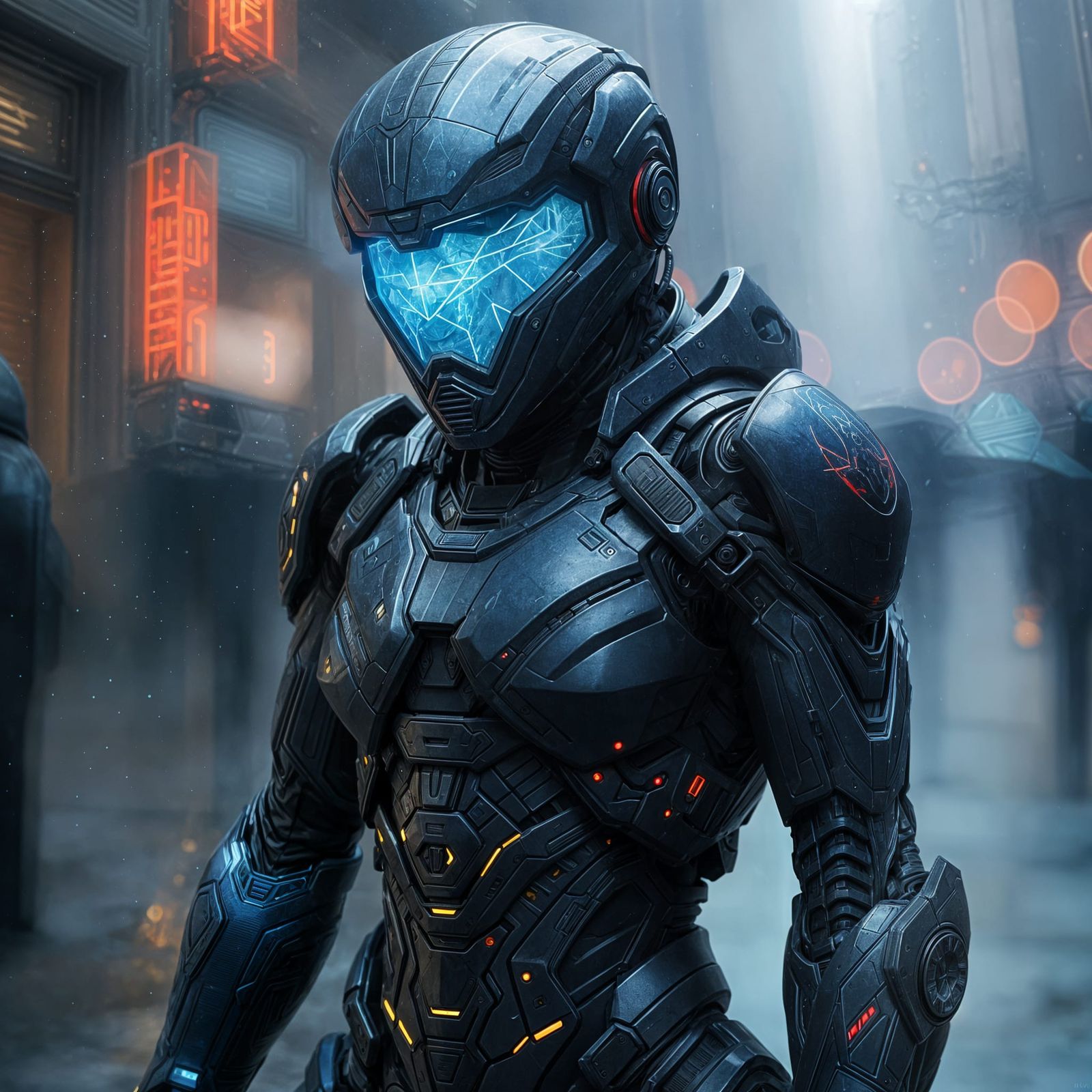 Sleek Futuristic Combat Stealth Suit for Snipers with Hologr...