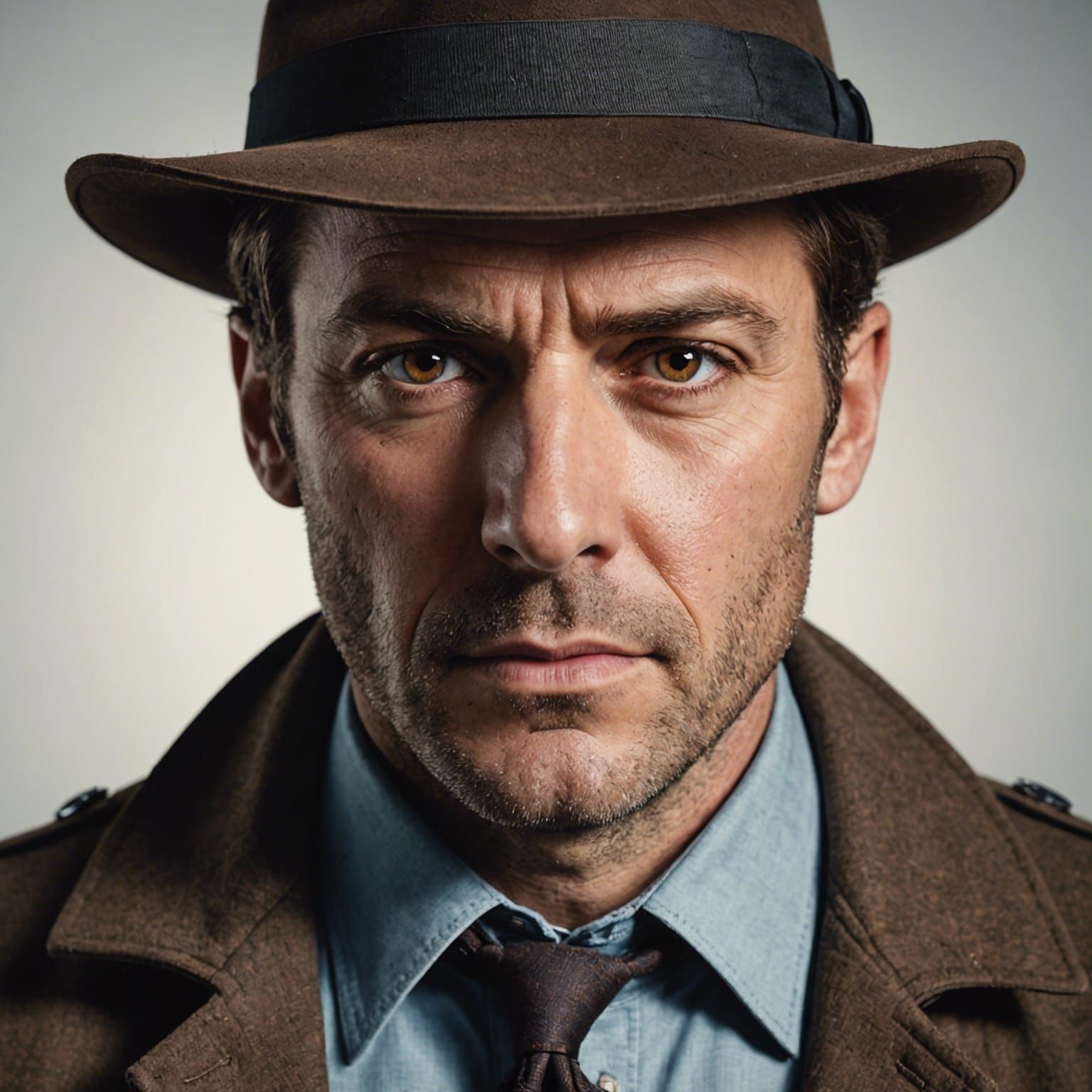 Intense Brown Eyes of a Detective