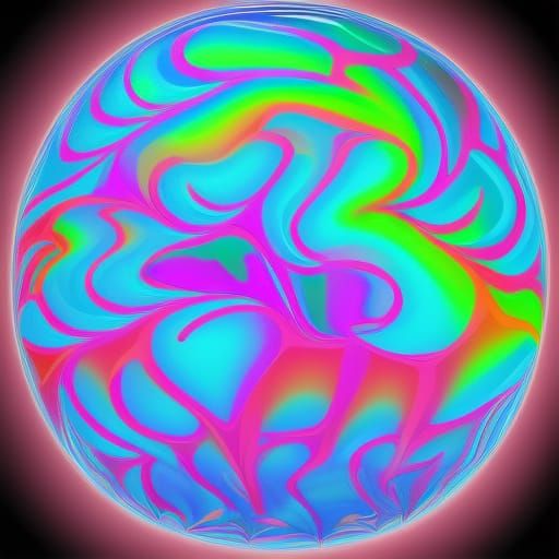 Rainbow Smoke in Snow Globe with Fractal Elements