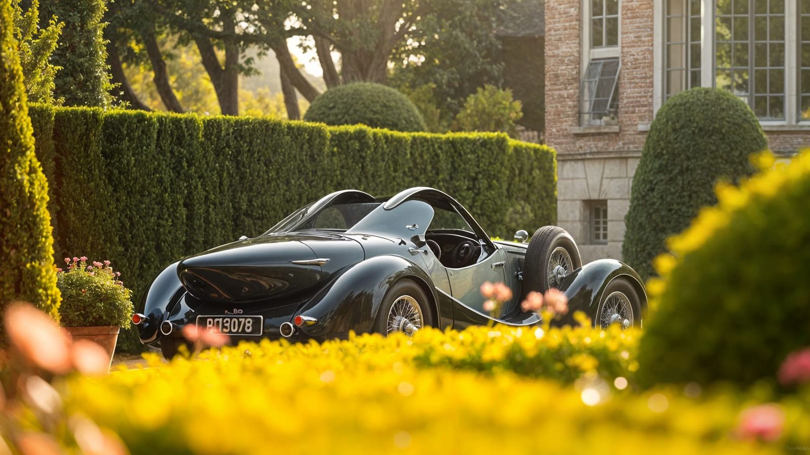 Vintage Bugatti Roadster in Elegant Art Deco Style