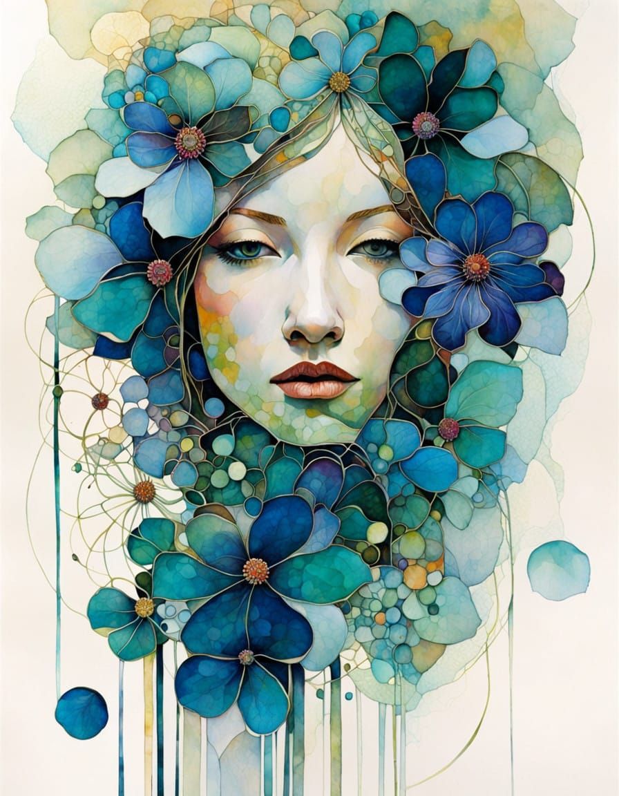 Intricate Floral Abstract in Cubist Style