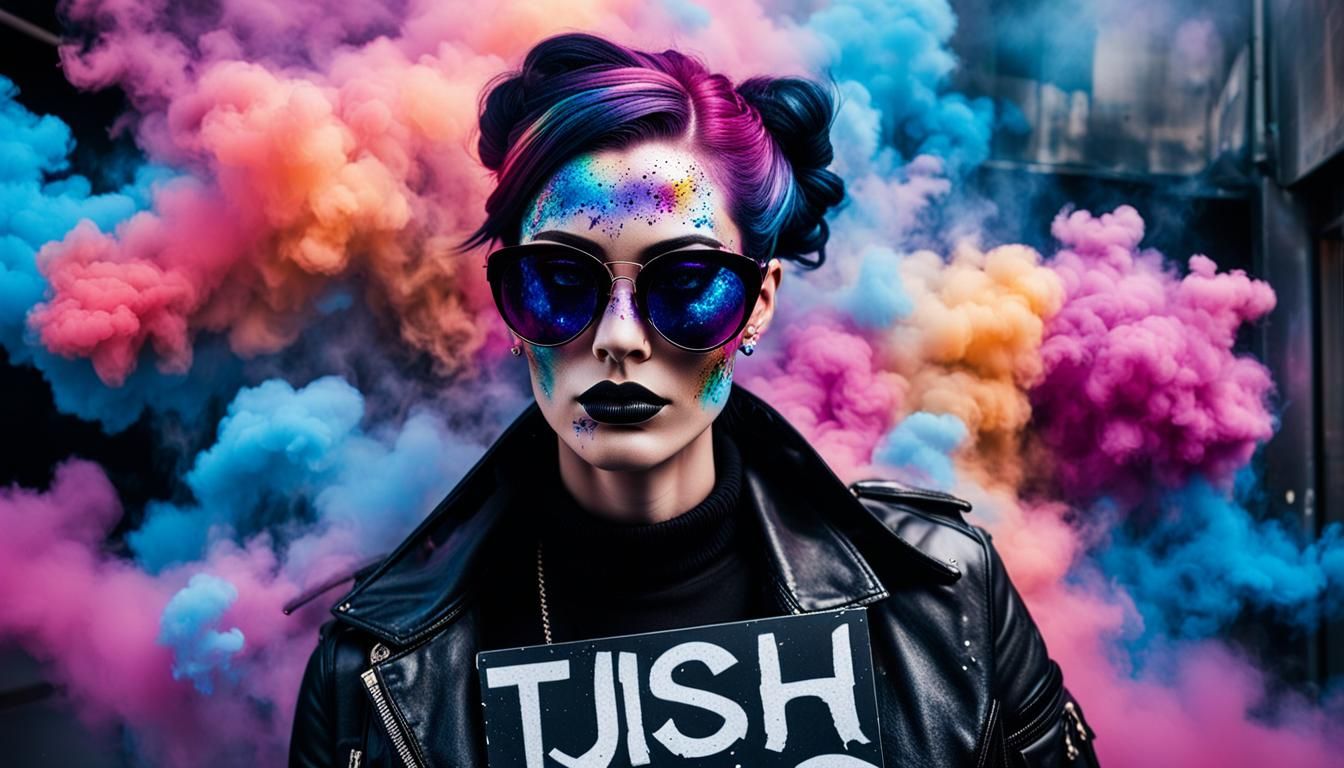 Goth Woman at Nightclub in Hyper-Realistic Photo