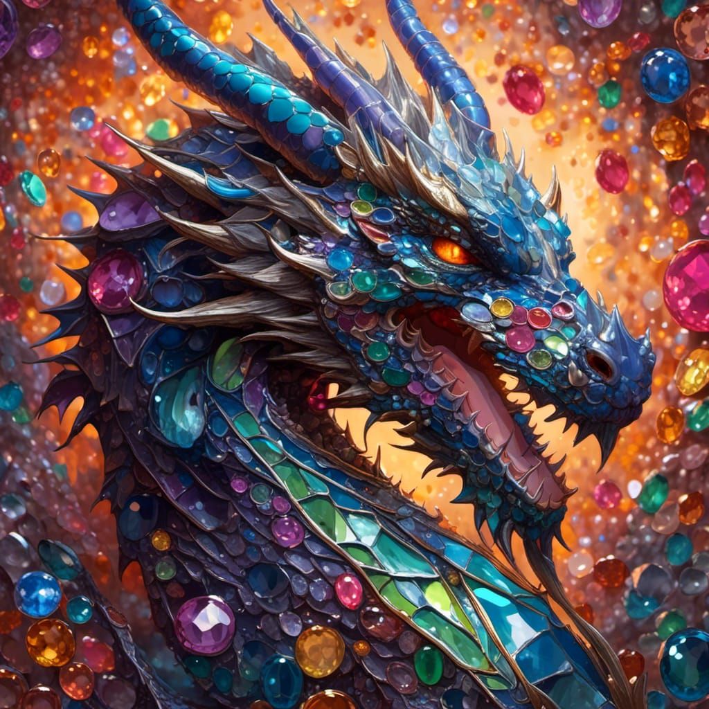 Mirrored Gem Dragon Hyperrealistic Portrait