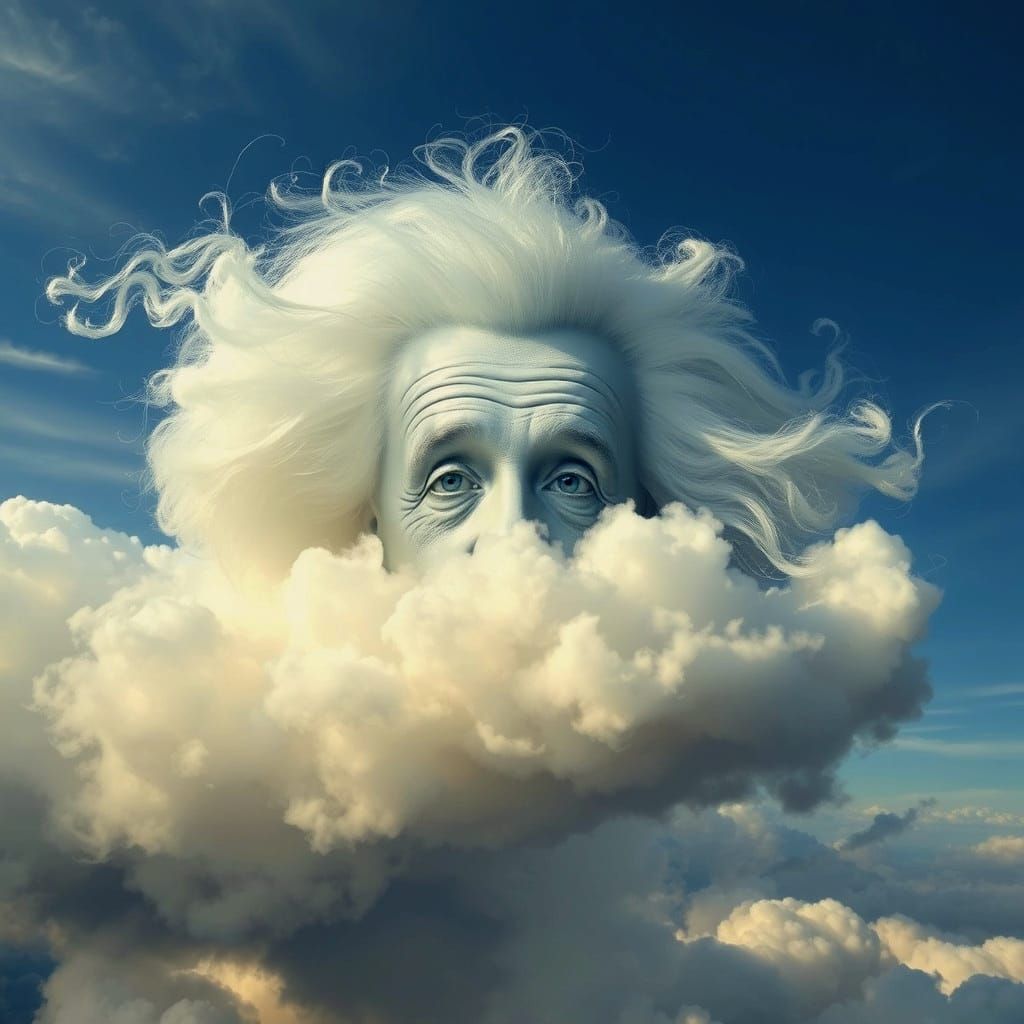 Einstein Cloud Formation: A Surreal Sky Portrait