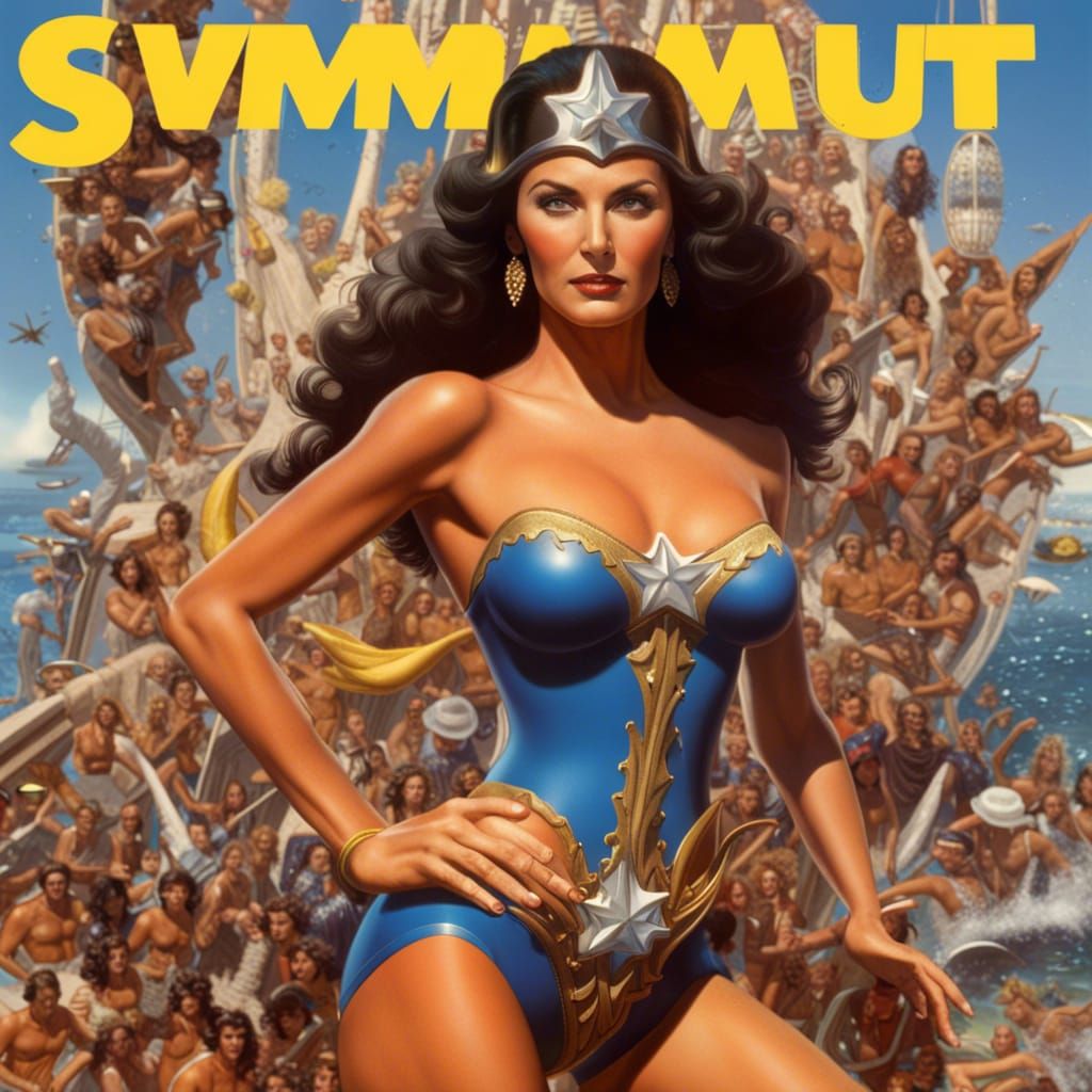 Lynda Carter Swimsuit Cover in Detailed Matte Painting