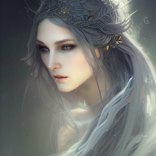 Ethereal Elven Maiden Portrait in Fantasy Style