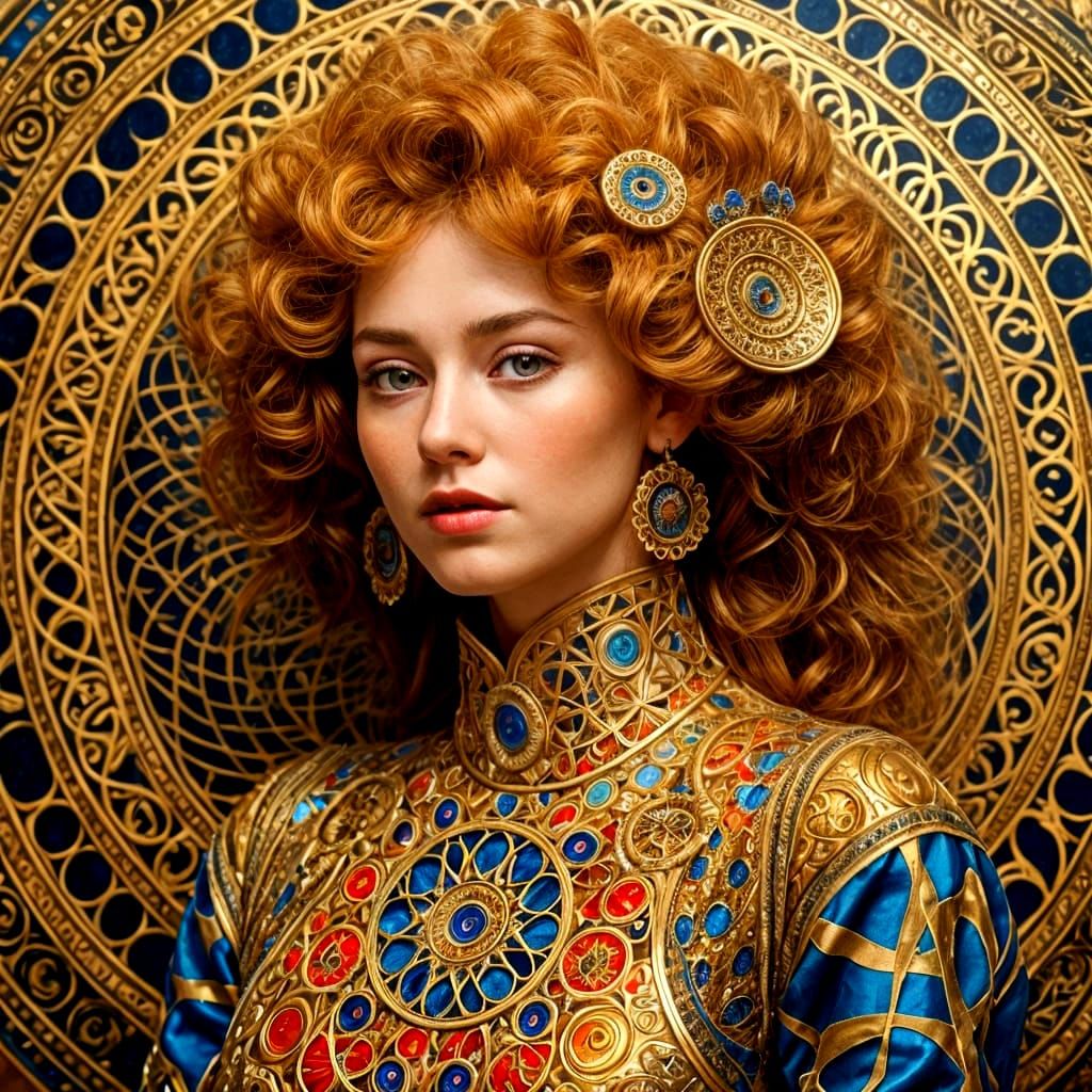 Spirograph Qajar Art Collage in Klimt Style