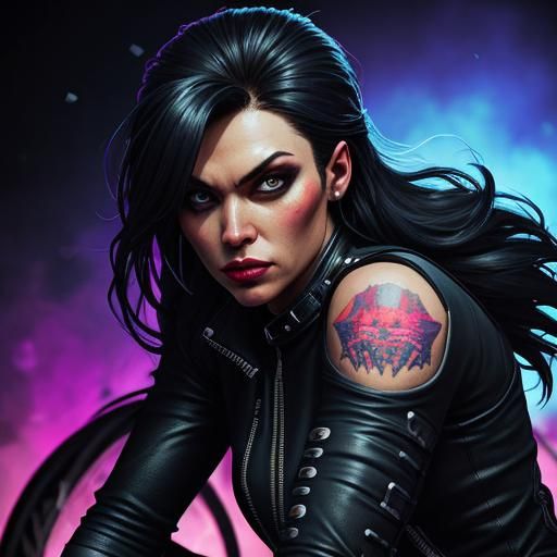 Pixel Art Biker Girl in Hyperrealistic Style