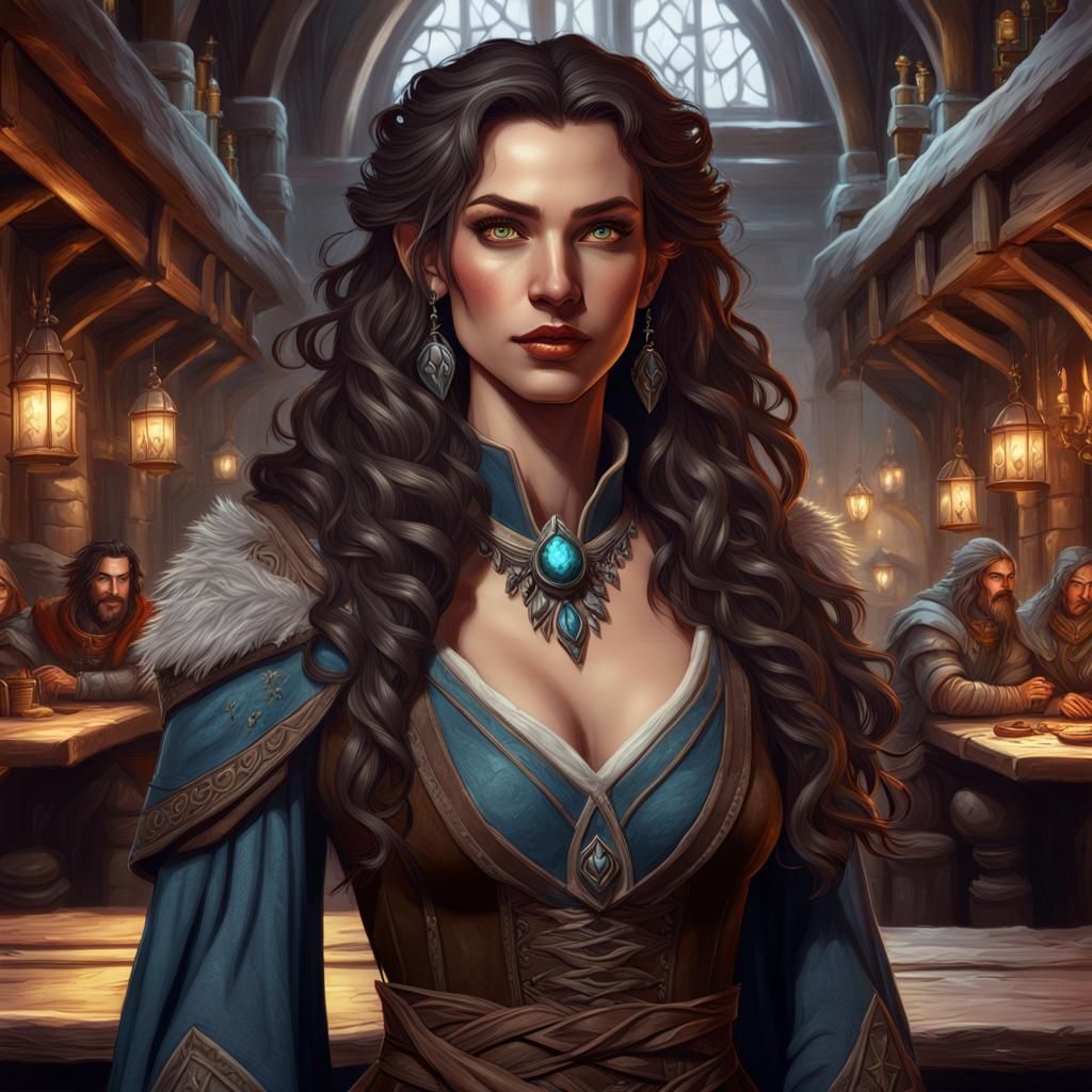D&D Sorceress in Tavern: Fantasy Concept Art