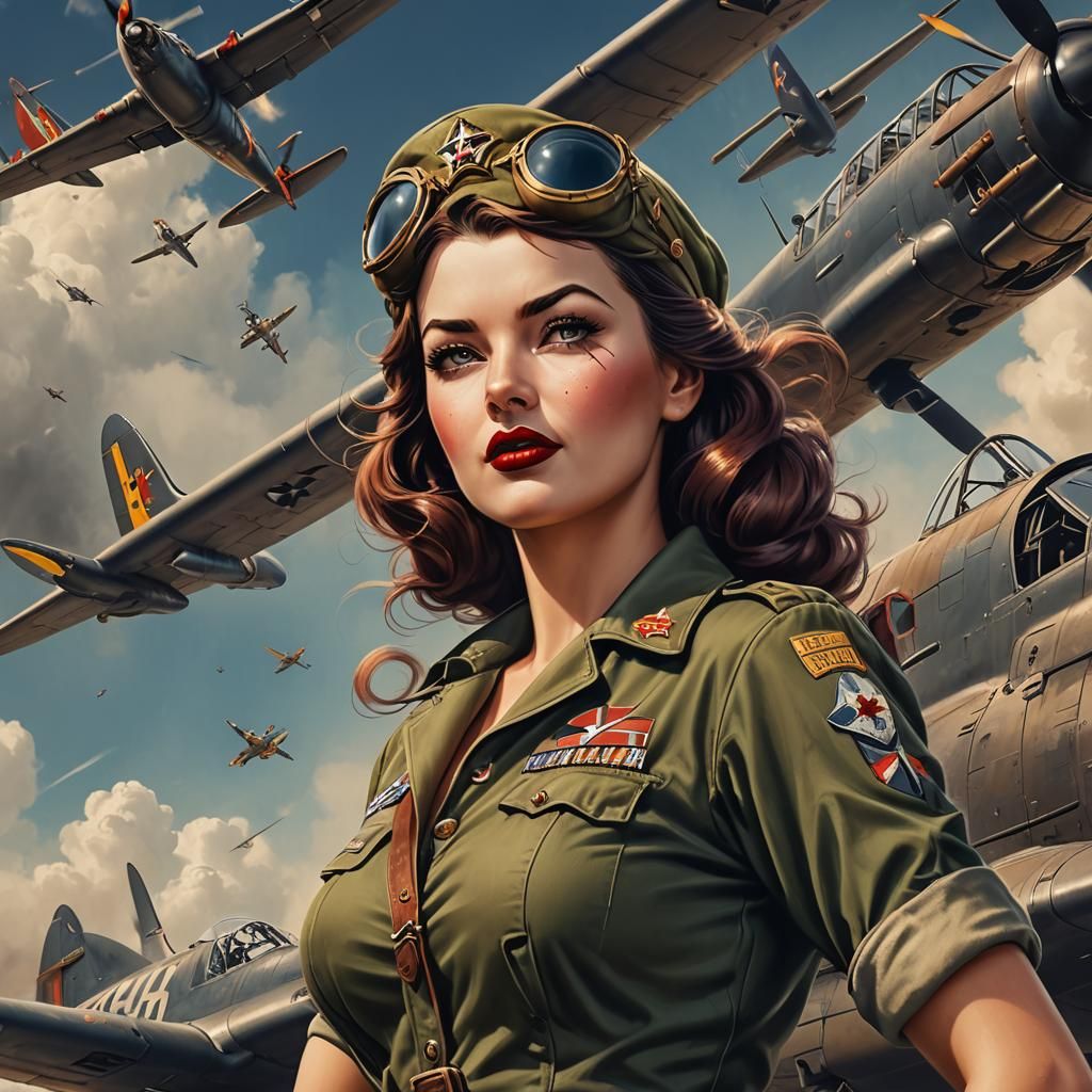 WWII Warbird Pin-Up Nose Art Illustration