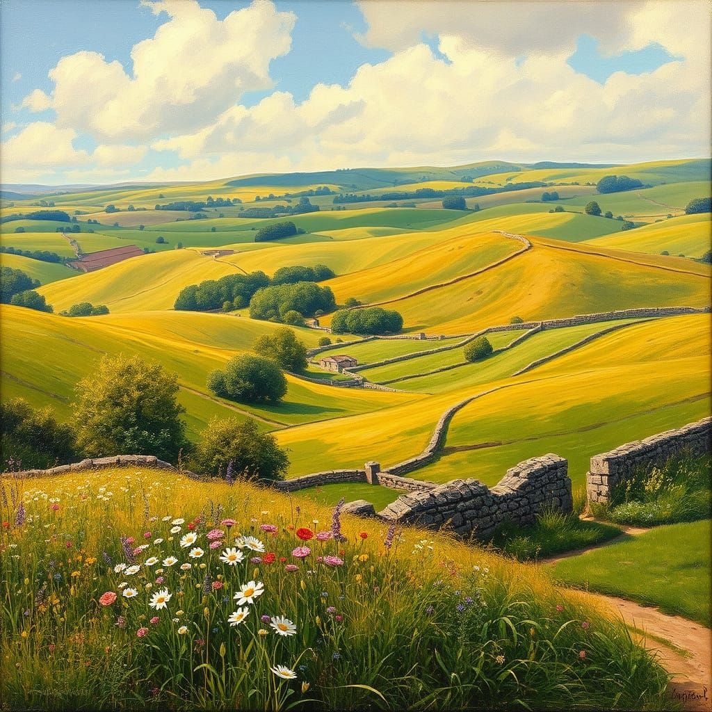 English Countryside Impressionist Oil Painting