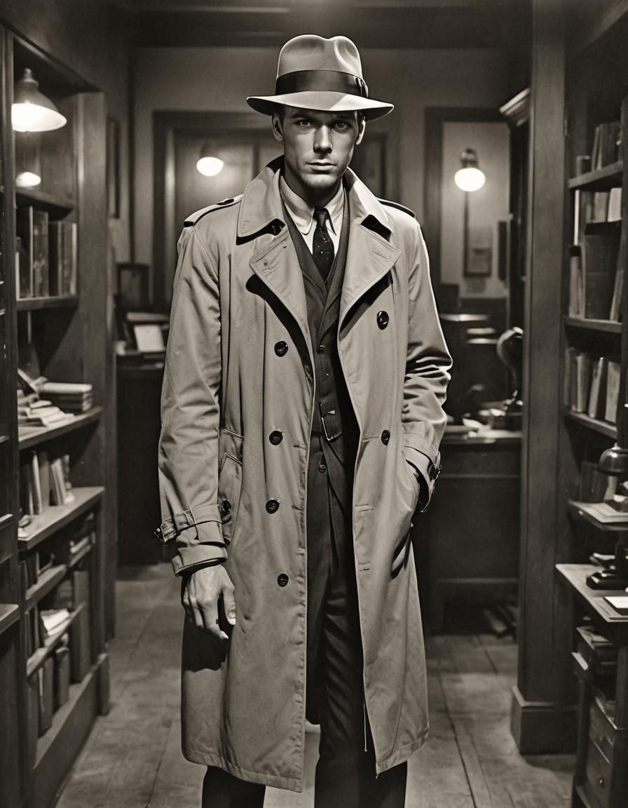 Detective in Dark Office: Noir Style Photograph